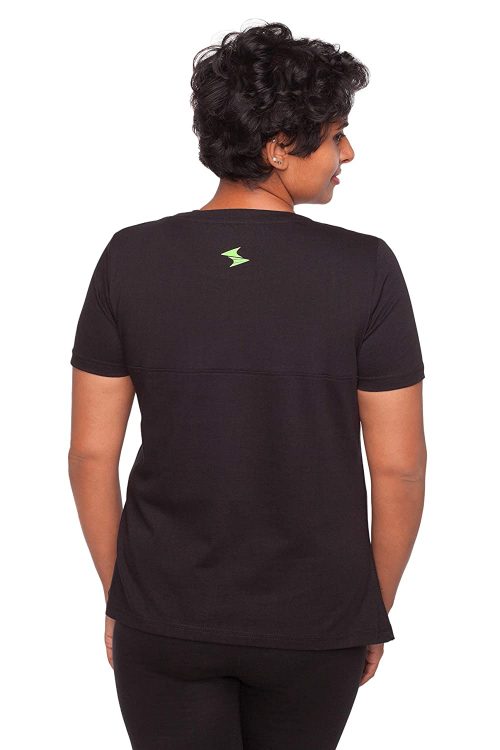 Uhane Women’s Gym Dri-Fit Classic Work-Out Round Neck Loose Fit T-Shirt (Black) Short Sleeves