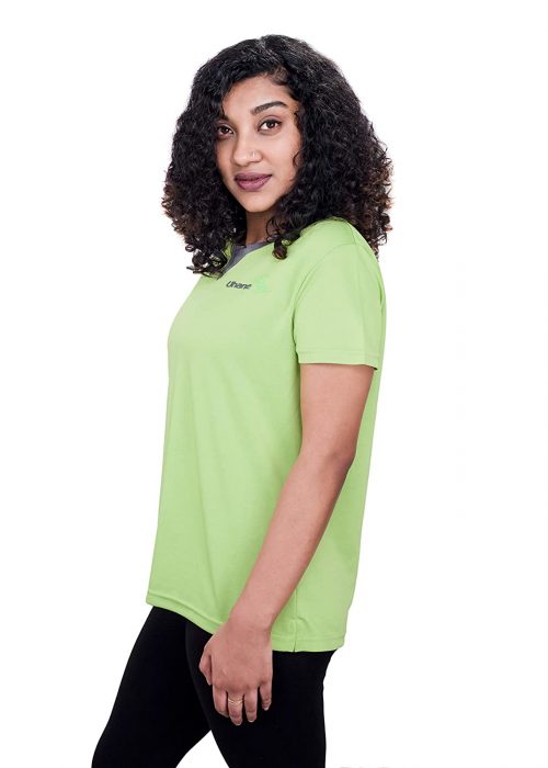Uhane Women’s Gym Dri-Fit Work-Out Round Neck T-Shirt (Lemon Green) Extra Short Sleeves Top for Sports and Fitness