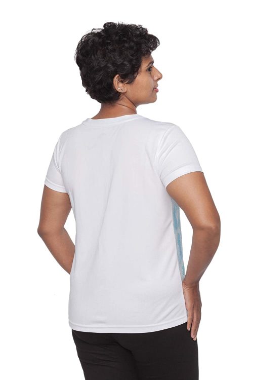 Uhane Women’s Gym Dri-Fit Crew Neck Printed T-Shirt (Blue Honeycomb) Short Sleeves Top for Sports and Fitness