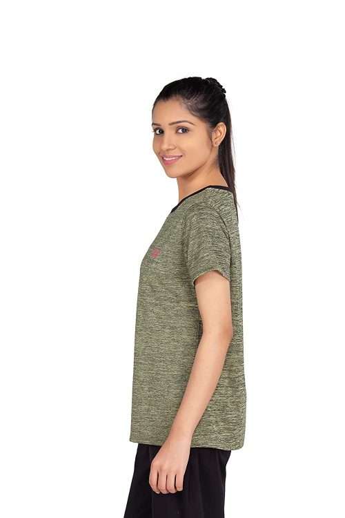 Uhane Women’s Gym Dri-Fit Work-Out Round Neck T-Shirt (Bronze) Short Sleeves