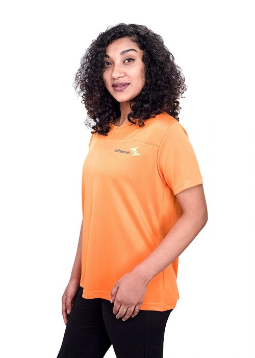 Uhane Women’s Gym Dri-Fit Work-Out Deep V-Neck T-Shirt (Multi-Coloured) Short Sleeves Patterned Top for Sports and Fitness