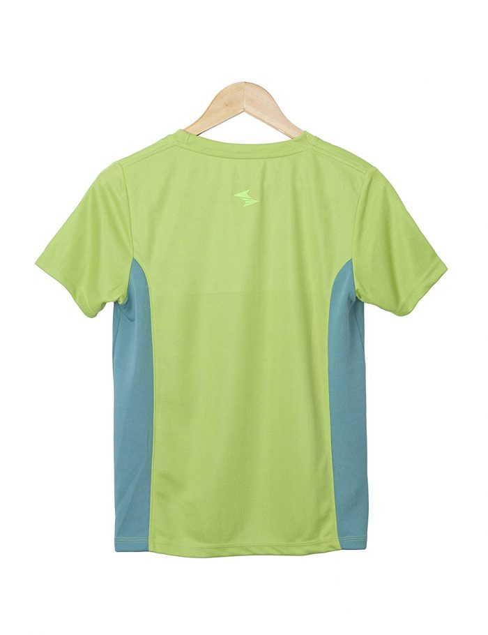 Uhane Women’s Gym Dri-Fit Work-Out Round Neck Loose Fit T-Shirt (Lime Green/Ocean Blue) Short Sleeves