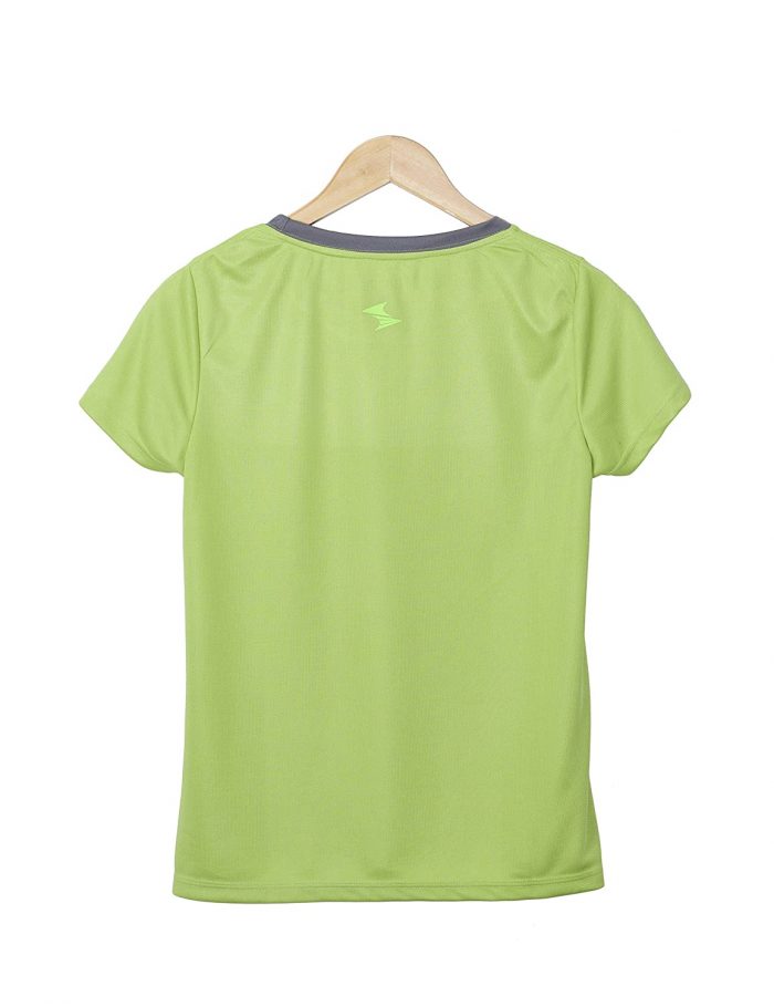 Uhane Women’s Gym Dri-Fit Work-Out Round Neck T-Shirt (Lemon Green) Extra Short Sleeves Top for Sports and Fitness